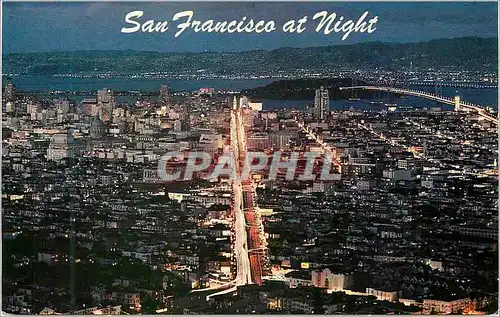Moderne Karte San Francisco at Night the fabulous City of San Francisco as seen from Twin Peaks