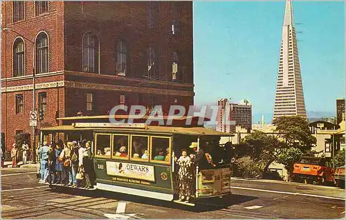 Moderne Karte San Francisco California the Powell Street Cable car line and California Street line Tramway
