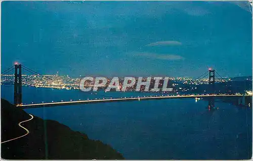 Moderne Karte Golden Gate Bridge at Night as seen from the Marin County Side