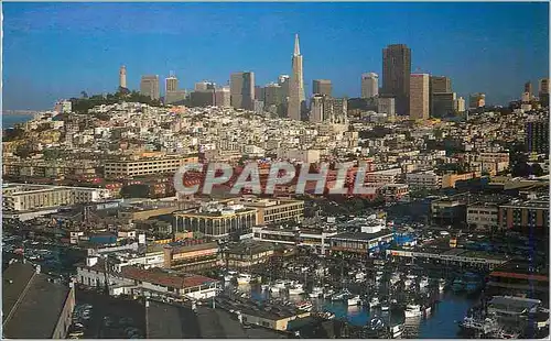 Moderne Karte San Francisco an Aerial Photograph of the City with Fisherman's Wharf in the Foreground