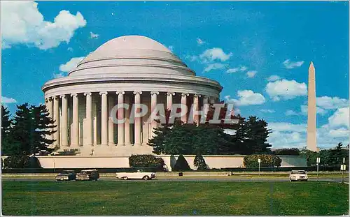 Cartes postales moderne Jefferson and Washington Monument the Magnificent Jefferson Memorial houses a massive Statue of