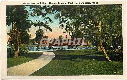 Moderne Karte Lake and Boat House Lincoln Park Los Angeles Calif