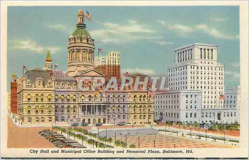 Cartes postales moderne City Hall and Municipal Office Building and Memorial Plaza Baltimore Md Skyline at Night Baltimo