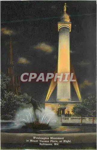 Cartes postales moderne Washington Monument in Mount Vernon Place at Night Baltimore Md War Memorial and Plaza Baltimore