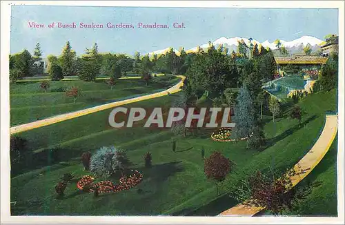 Moderne Karte View of Busch Sunken Gardens Pasadena Cal City Park and Public Library San Pedro Cal