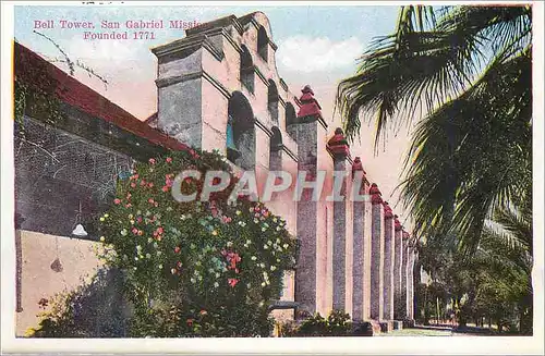 Moderne Karte Bell Tower San Gabriel Mission Founded 1771 Gondolas in Venice Canal California San Diego Missio