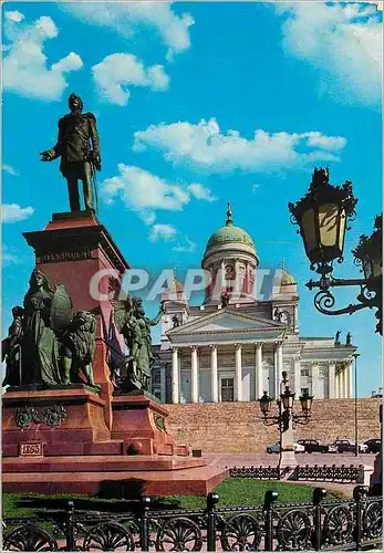 Cartes postales moderne Helsinki Helsingfors The Dom and the Statue of Alexander II