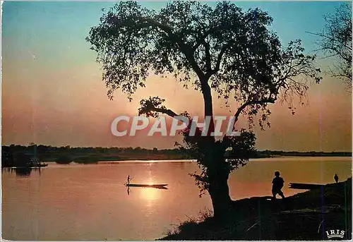 Cartes postales moderne L'Afrique en Couleur Pirogue au Soleil Couchant