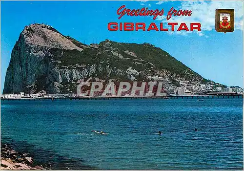 Moderne Karte Greetings From Gibraltar The Rock From the Bay