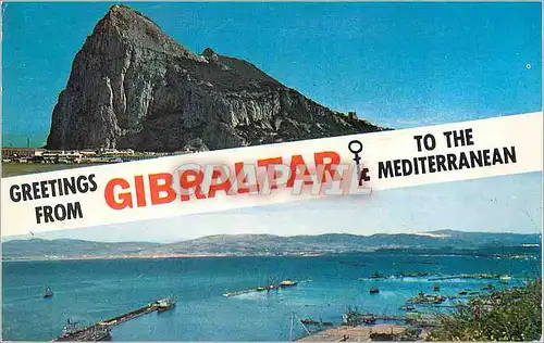 Moderne Karte Greetings From Gibraltar to the Mediterranean