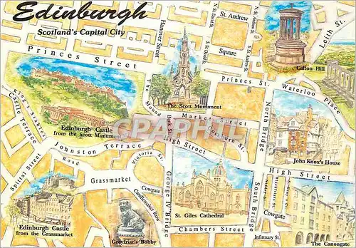Moderne Karte Edinburgh Scotland's Capital City Whiteholme Of Dundee