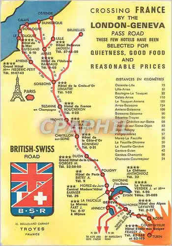 Cartes postales moderne British Swiss Road Crossing France by the London Geneva