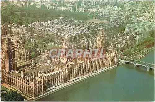 Moderne Karte Aerial View of Houses of Parliament Big Ben Westminster Abbey and Whitehall London