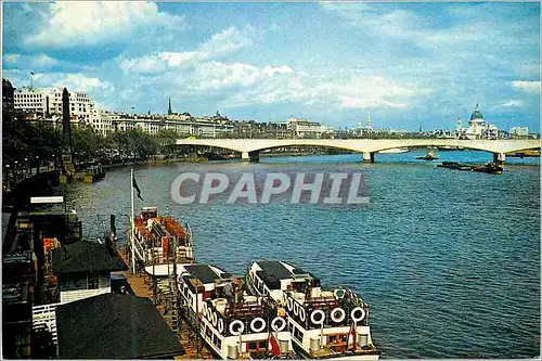 Moderne Karte View of the Thames Embankment and Cleopatra's Needle Bateaux