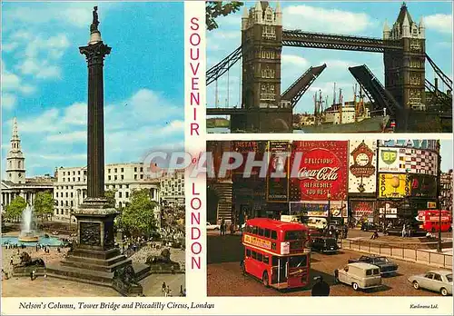 Moderne Karte Nelson's Column Tower Bridge and Piccadilly Circus London Coca-Cola Coca Cola