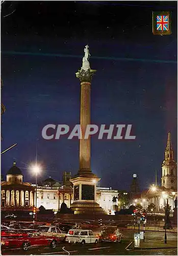 Cartes postales moderne London Vue Nocturne du Monument à Nelson et la Place de Trafalgar