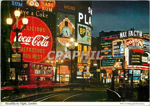 Cartes postales moderne Piccadilly By Night London Coca-Cola Coca Cola Autobus