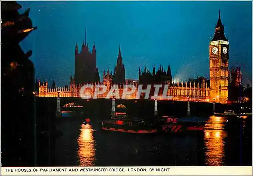 Moderne Karte The Houses of Parliament and Westminster Bridge LOndon by Night