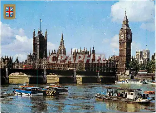 Cartes postales moderne London Les Maisons du Parlement et le Fleuve Tamise