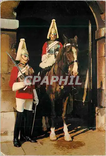Moderne Karte Mounted and Dismounted Sentries of the Lifeguard Whitehall Greeting from London Militaria