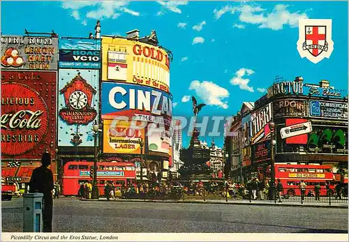 Moderne Karte Piccadilly Circus and the Eros Statue London Coca Coca Coca-Cola Autobus