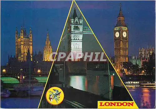 Cartes postales moderne London Houses of Parliament and Tower Bridge by Night