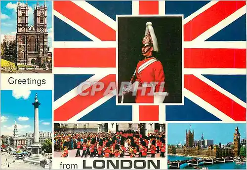 Cartes postales moderne London Westminster Abbey Trafalgar Square Dismounted Sentry A Guards Ban Houses of Parliament