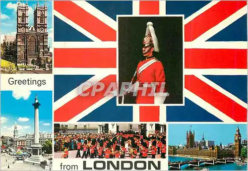 Moderne Karte London Westminster Abbey Trafalgar Square Dismounted Sentry A Guards Ban Houses of Parliament