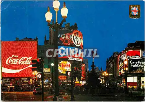 Moderne Karte London Piccadilly Circus and Status of Eros by Night Coca Cola Coca-Cola