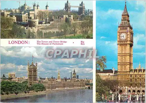 Cartes postales moderne London The Tower and Tower Bridge The Houses of Parliament Big Ben