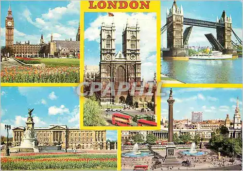 Cartes postales moderne Big Ben and Houses of Parliament Buckingham Palace Westminster Abbey Tawer Bridge Trafalgar Squa