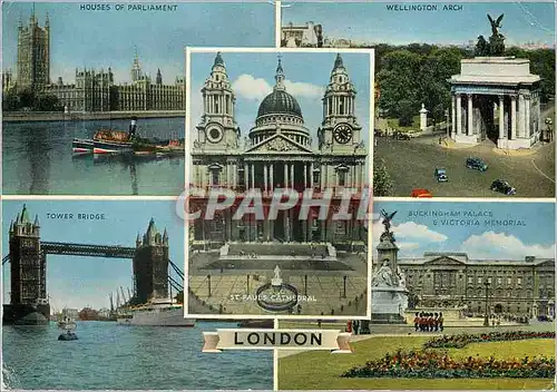 Cartes postales moderne London Houses of Parliament Tower Bridge Wellington Arch Buckingham Palace