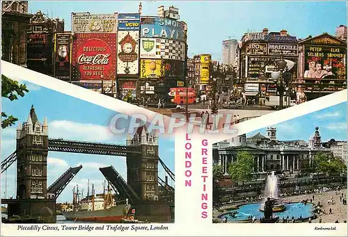 Moderne Karte Piccadilly Circus Tower and Trafalgar Square London Coca Cola Coca-Cola