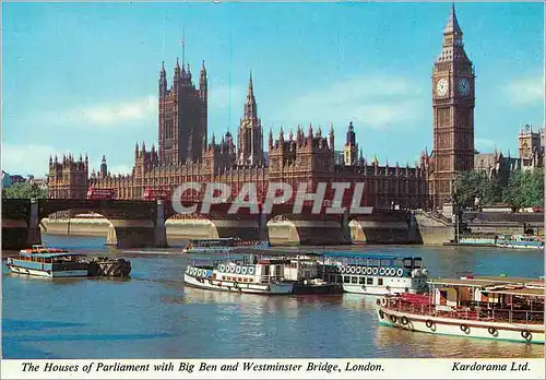 Cartes postales moderne The Houses of Parliament with Big Ben and Westminster Bridge London Bateaux