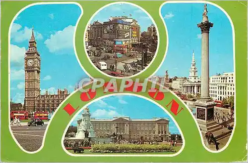 Cartes postales moderne London Big Ben Piccadilly Circus Nelson's Column Buckingham Palace