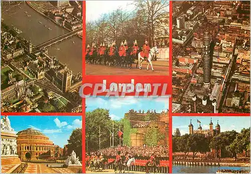 Cartes postales moderne London Aerial View The Royal Albert Hall Life Guards in the Mall The Tower of London Militaria