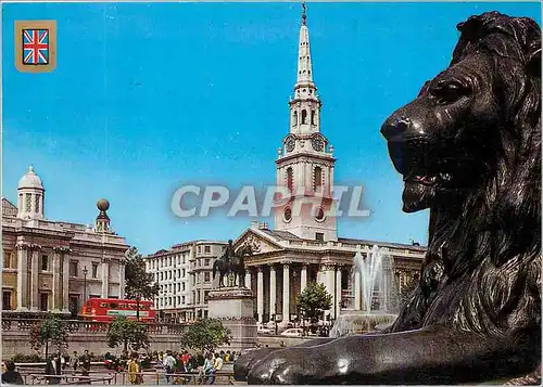 Cartes postales moderne London La Place de Trafalgar et Saint Martin in the Fields Lion