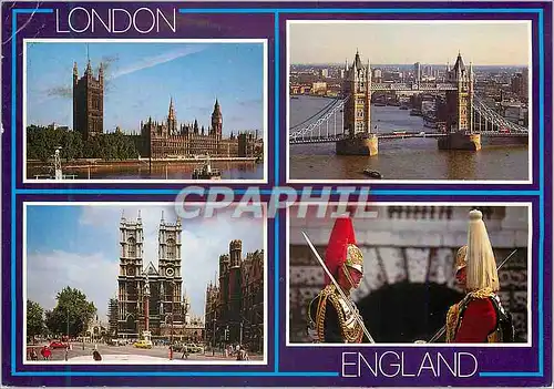 Cartes postales moderne London Houses of Parliament Tower Bridge Westminster Abbey Guards