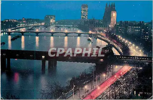 Cartes postales moderne River Thames and Big Ben at Night London