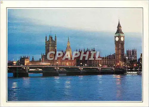 Cartes postales moderne London Beyond Westminster Bridge the Houses Parliament Victoria Tower and Big Ben