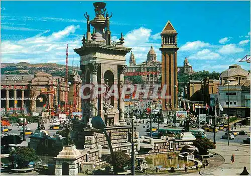 Cartes postales moderne Barcelona Palais National Fontaine Lumineuse