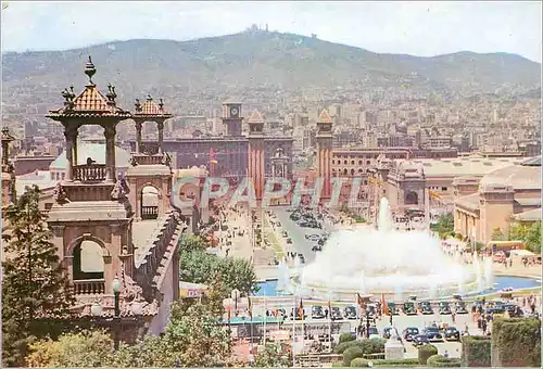 Cartes postales moderne Barcelona Jet d'eau de Montjuich et Vue Panoramique