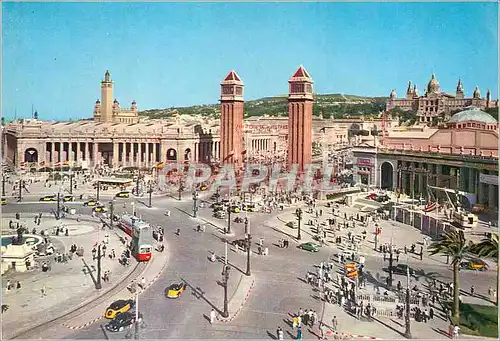 Cartes postales moderne Barcelona Entre de L'exposition et Palais National