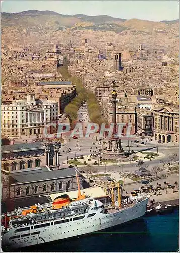 Moderne Karte Barcelona Puerta de la Paz Colomb et Ramblos Bateau