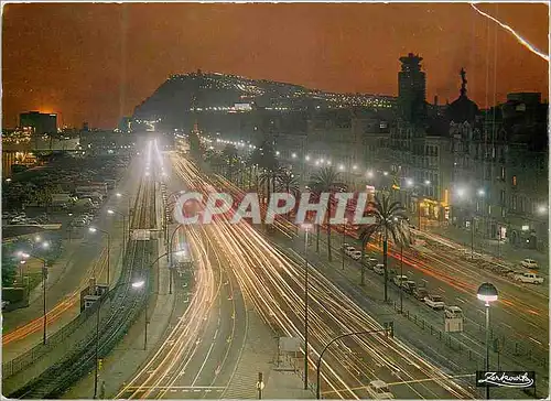 Cartes postales moderne Barcelona Promenade de Colomb Effet Nocturne