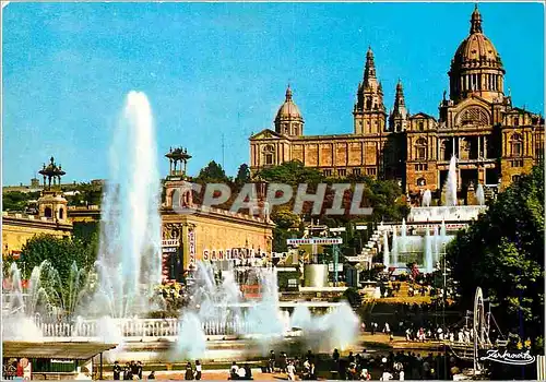 Moderne Karte Barcelona Parc de Montjuich Palais National de l'Art et Fontaine Monumentale