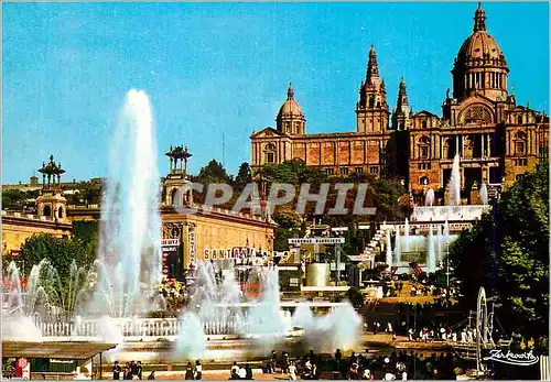 Cartes postales moderne Barcelona Parc de Montjuich Palais National de l'Art et Fontaine Monumentale