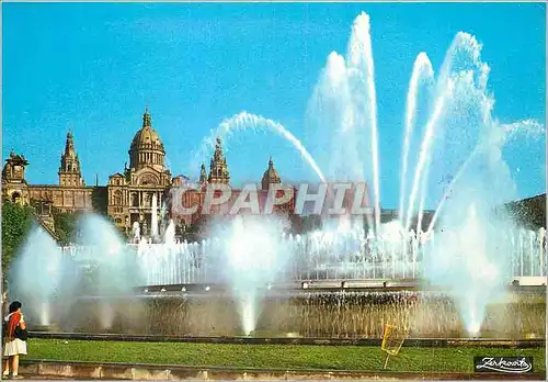 Cartes postales moderne Barcelona Parc de Montjuich Palais National de l'Art et Fontaine Monumentale