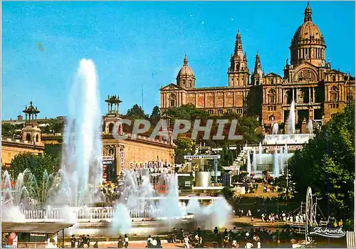 Cartes postales moderne Barcelona Parc de Montjuic Palais National de l'Art et Fontaine Monumentale