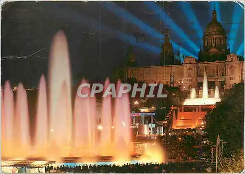 Moderne Karte Barcelona Parc de Montjuich Palais National de l'Art et Fontaine Monumentale